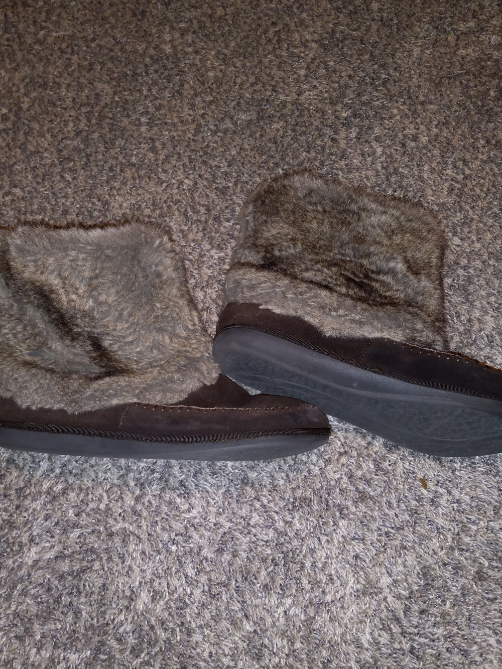 Faux-Fur Suede Ankle Booties in Brown